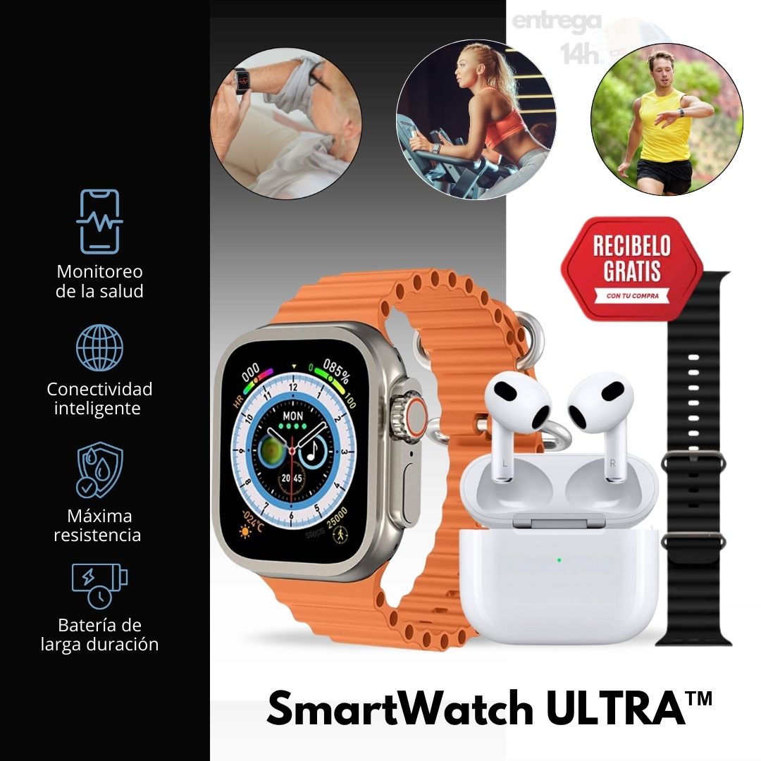 SmartWatch ULTRA™ + Auriculares Inalámbricos PRO 2ª generación